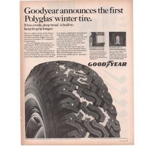 Goodyear Tire Magazine Advertisement 1968 B&W Vintage Winter Snow Automobilia